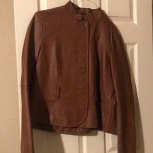 Faux leather brown jacket